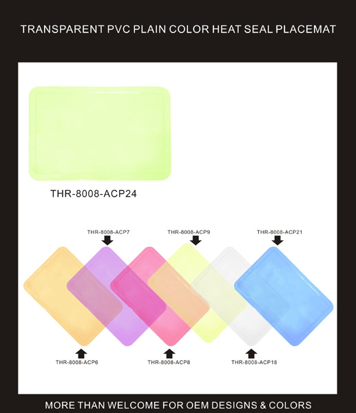 TRANSPARENT PVC PLAIN COLOR HEAT SEAL PLACEMAT