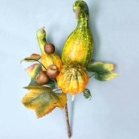 10 inches Styrofoam Crackle Pumpkin and Swan Squash Pick with Lvs and Berries