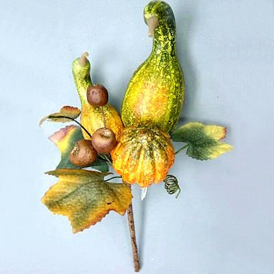 10 inches Styrofoam Crackle Pumpkin and Swan Squash Pick with Lvs and Berries