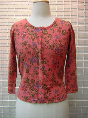 Ramie Cotton Fine Knit with Flower Print