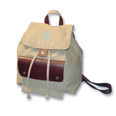 Retro Canvas Rucksack w/ Leather Trim