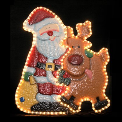 Metal Silhouette- Santa With Deer