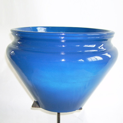 12.5 inches x 9 inches H Oriental Vase Blue Fading Glazed