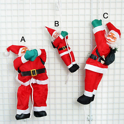 Climbing up Santa Claus with strings