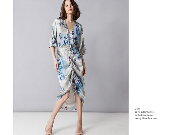 Go 3. Butterfly Dress | Moody Blues Floral Print