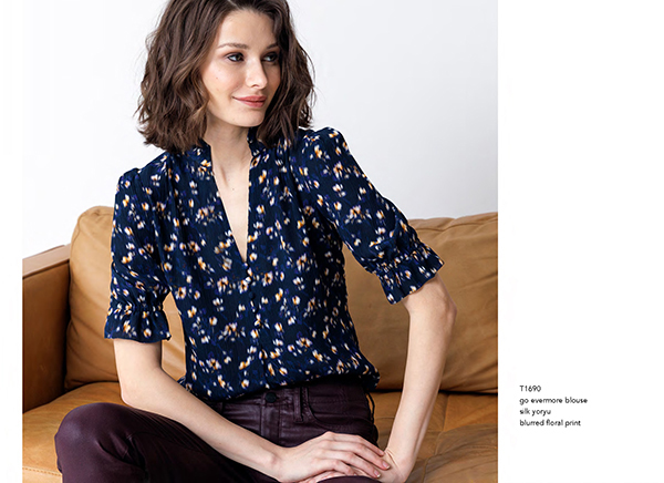 Go Evenmore Blouse | Blurred Floral Print