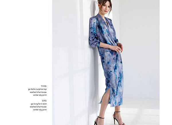 Go Boho Surplice Top | Winter Sky Print