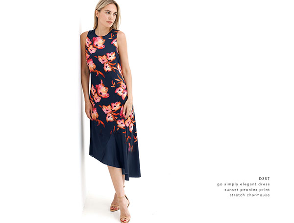 Go Simply Elegant Dress | Sunset Peonies Print
