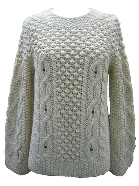 Handcrocheted Pullover with Cables & Strasses