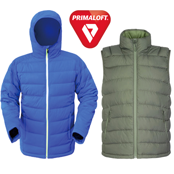 Nylon/Polyester Down or Primaloft Jacket and Vest