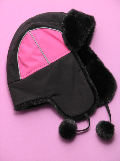 Girls' nylon trapper w/fur trim