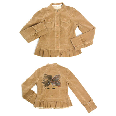 Single-Ruffle Corduroy Jacket