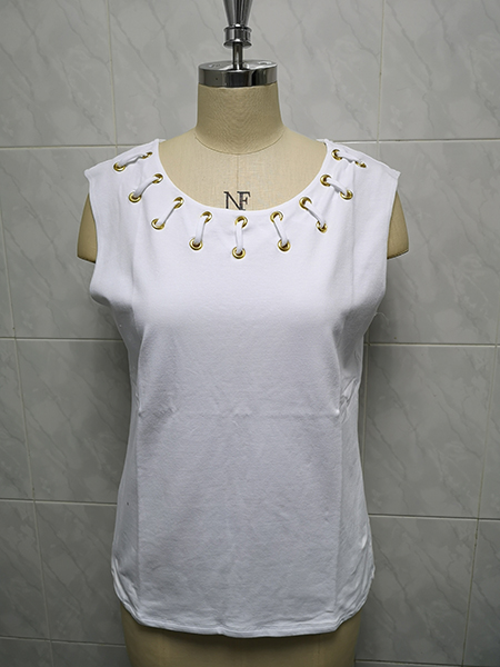 Ladies' 95% Cotton 5% Spandex Knitted Top
