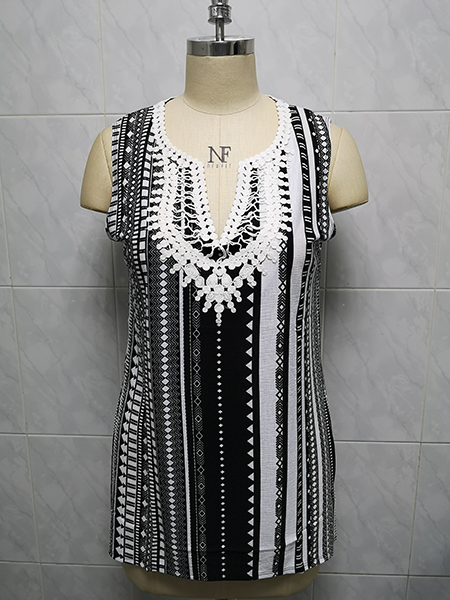 Ladies' 95% Polyester 5% Spandex Knitted Top