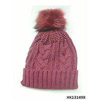 Knitted Hat with Fur Ball, HK131498