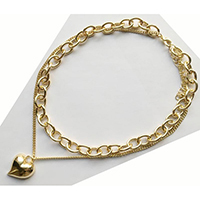 Two Chains Necklace with Heart Pendant