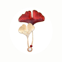Epoxy Leaf with ABS Pearl Brooch