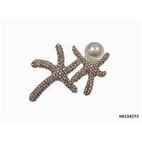Pearl + Star Fish Brooch with Stone