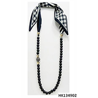Beads, Long Necklace with Ribbon