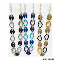 Charm Gold Plated Metal Chain Mix Plastic Chain Necklace