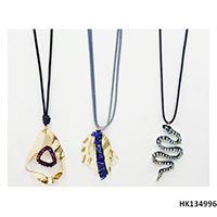 Charm Multi Metal Alloy Pendant Wax Rope Necklace