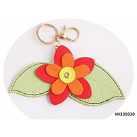 Statement Fashion Metal PU Leather Flower Key Chain