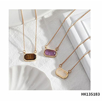 Charm Citrin Stone Jewelry Metal Alloy Necklace