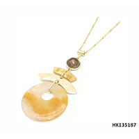 High Quality Citrin Stone Jewelry Metal Alloy Necklace