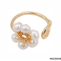 Statement Fashion Imitation Pearl Jewelry Metal Alloy Ring