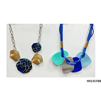 Fashion Multi Alloy Metal Pendant Acrylic Parts Wax Rope Necklace