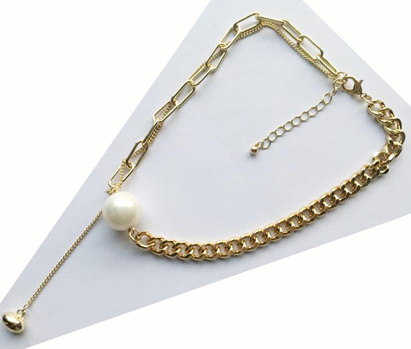 ABS Pearl Bead with Metal Chain Necklace