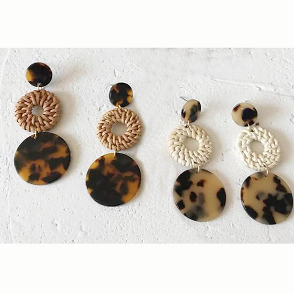 Bamboo Grass + Tortoise Acrylic Post Earring