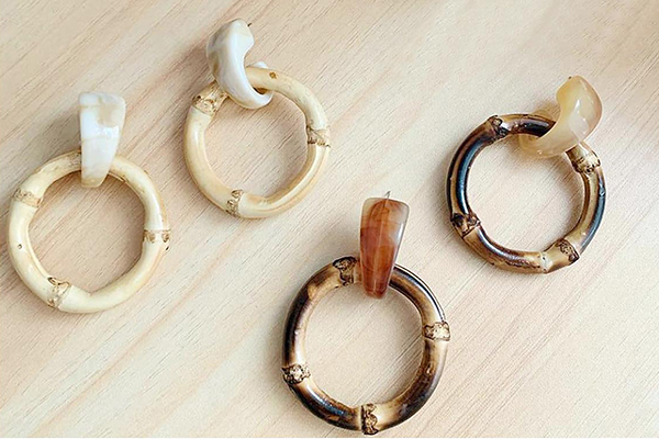 Bamboo Ring in Acrylic Post Earring