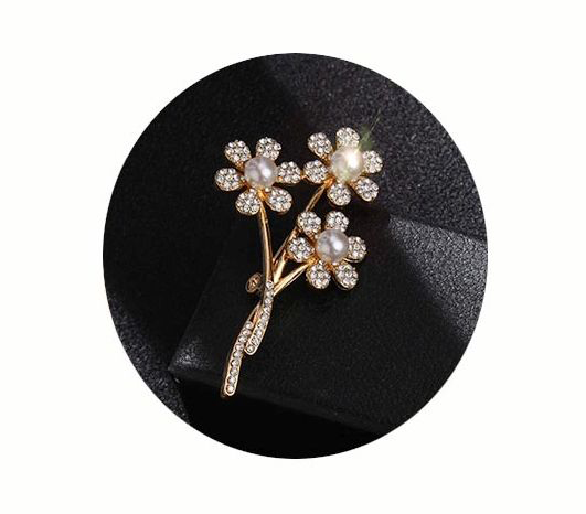 Flower Glass Bead ABS Pearl Brooch