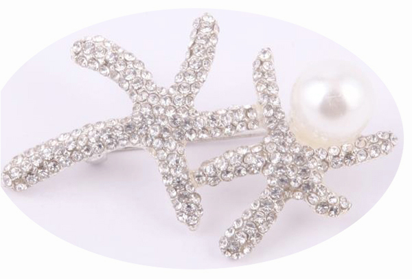 Glass Bead / ABS Pearl Star Fish Brooch