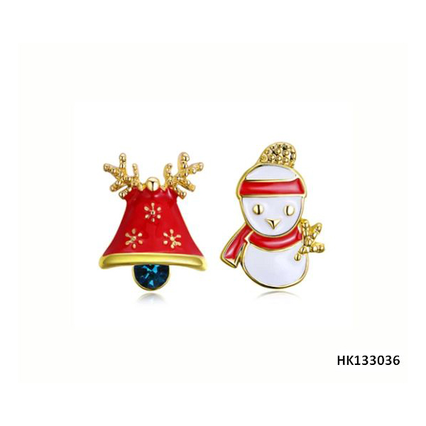 Xmas Snow Man and Bell in Epoxy Earrings