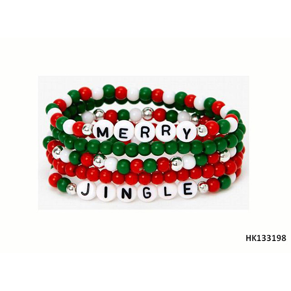 Xmas Beads Bracelet with Words Cube