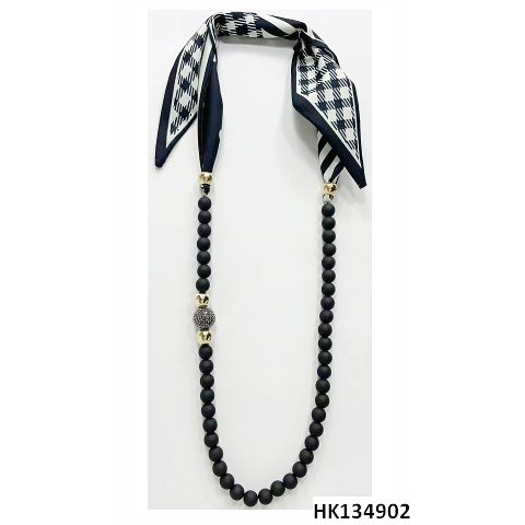 Beads, Long Necklace with Ribbon