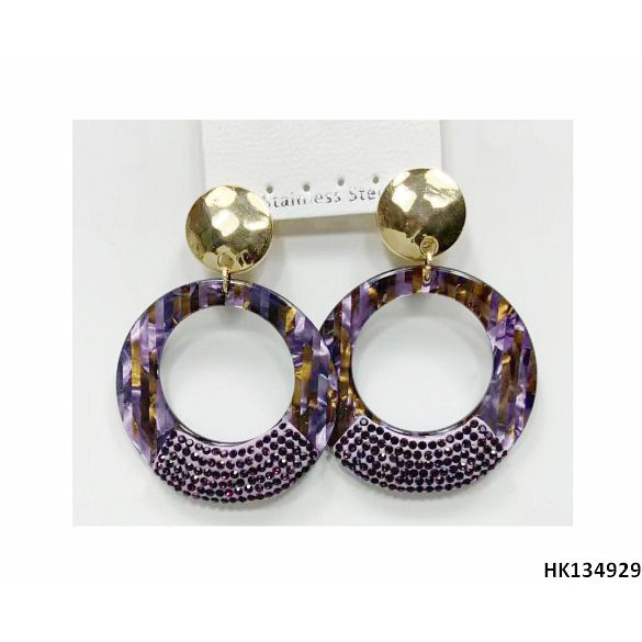High Quality Crystal Circle Metal Alloy Drop Earring