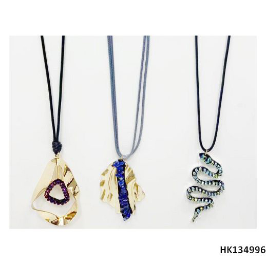 Charm Multi Metal Alloy Pendant Wax Rope Necklace