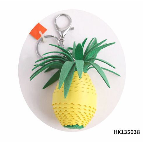 High Quality Metal PU Leather Pineapple Key Chain