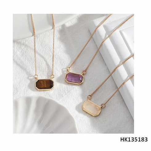 Charm Citrin Stone Jewelry Metal Alloy Necklace