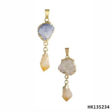 Fashionable Citrin Stone Jewelry Metal Alloy Drop Earring
