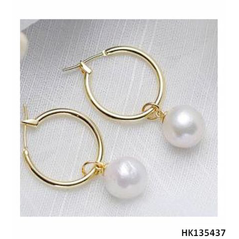 Fashion Imitation Pearl Jewelry Metal Alloy Hoop Earring