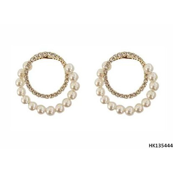 Fashionable Crystal Gold Plated Imitation Pearl Jewelry Metal Alloy Stud Earring