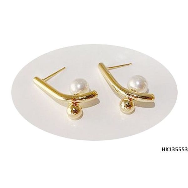 Fashionable Imitation Pearl Jewelry Metal Alloy Hoop Earring