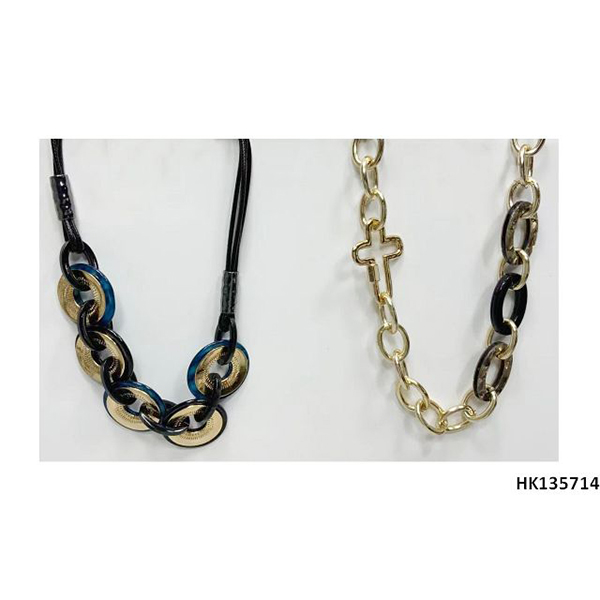 Fashion Multi Alloy Metal Pendant Acrylic Parts Necklace