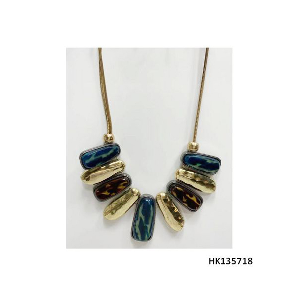 Statement Fashion Multi Alloy Metal Pendant Acrylic Parts Necklace