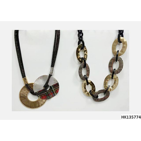 Charm Multi Alloy Metal Pendant Wax Rope Necklace