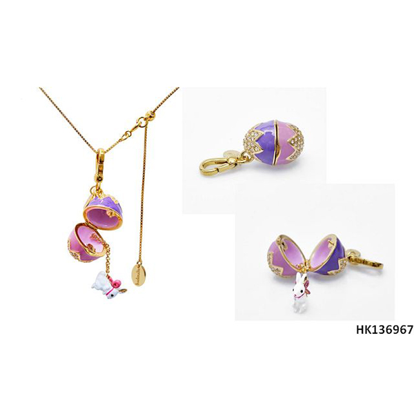 Easter Egg & Rabbit Series Crystals and Alloy Metal Necklace